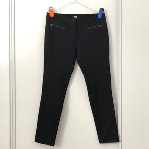 PAIGE Los Feliz Black Leather Trim Pants Black